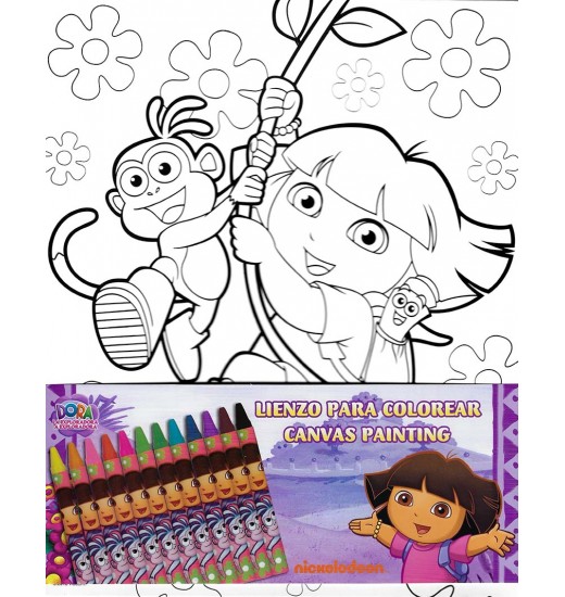 Платно за боење Dora the Explorer со 12 восочни боички