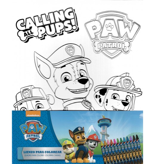 Платно за боење Paw patrol со 12 восочни боички