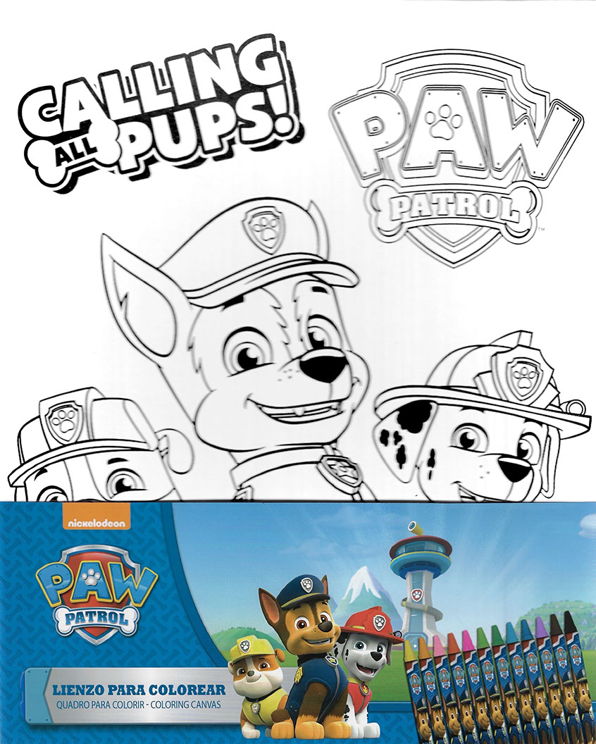 Платно за боење Paw patrol со 12 восочни боички